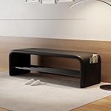 ZUGIATP Banco Zapatero Tapizado En Cuero Banco para Dormitorio Zapatero Vintage Ideal para Cocinas Comedores Recibidores Balcones Y Terrazas(Black,60 * 35 * 40cm/23 * 13 * 15in)