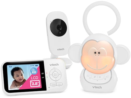 Image of VTech VM819 Baby Monitor + BC8211 Myla the Monkey Bundle - Non-WiFi Video Monitor with 19Hr Battery, 1000ft Range & Portable Soother with Night Light & Stroller Attachment