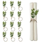 APTWOW Napkin Rings Set of 12, Spring Easter Napkin Rings, Eucalyptus Leaf Napkin Rings, Boho Napkin Rings, Wood Bead Farmhouse Napkin Ring Holder for Weddings Christmas Party Table Decoration