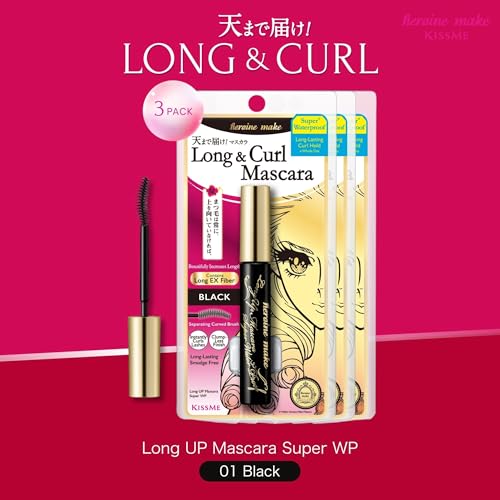 Image of Heroine Make by KissMe Waterproof Mascara Black | Volumizing, Lengthening & Smudge-Proof Formula | Waterproof Mascara for Long-Lasting Curl & Volume | Made in Japan | 3 Pack