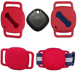 Lofekea Sillicone Case for Galaxy SmartTag, 2 Pack Samsung Smarttag+Plus Finder Tracker Holder for Dog Pet Collar, Secure Holder for Kids(Red and Black)