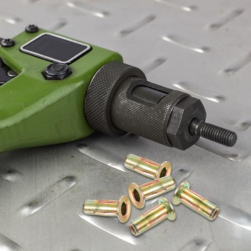 QUARKZMAN Multi Grip Nietmutter, M8 Vorstehender Schaft aus Kohlenstoffstahl Farbe Zink Plattiert Flachkopf Gewindeeinsatzmutter 5 Stück