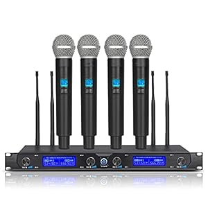 Karaoke Microfoon, UHF Draadloze microfoonsysteem Professionele 4 kanalen Cardioïde Dynamische Handheld Microfoon voor…