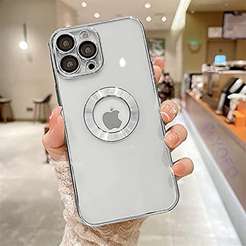 Image of YOFO Electroplated Logo View Back Cover Case for Apple iPhone 11 Pro Max [6.5] (Transparent|Chrome|TPU+Poly Carbonate)