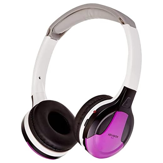 XO Vision IR630PR Universal IR Wireless Foldable Headphones - Purple Wireless Bluetooth-Enabled Lightweight Portable for iPhone, Car, Kids Wireless Headphones for Universal Car Entertainment System