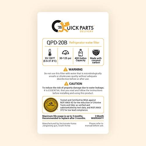 Miniatura 2 de QPD DA29-00020B - Filtro de agua de repuesto para Samsung DA29-00020B-1, DA29-00020B, DA97 08006A-1, Haf-Cin, Haf Cin Exp, Haf Cin XME, RF4267HARS y