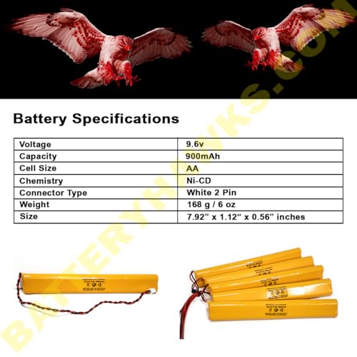 BBAT0043A Unitech BAT9.6V700 AA900MAH 9.6V ELB-B003 Lithonia ELB-B004 9.6v 900mAh Ni-CD Battery Pack Replacement for Exit Sign Emergency Light Fire Batteryhawk, LLC (5 Pack, 5, Count) by Battery Hawk - Image 4