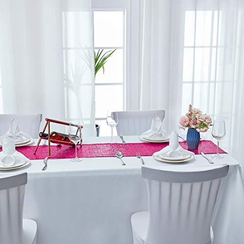 10 Packs 12 X 108 Inches Hot Pink Sequin Table Runner, Glitter Fuchsia Table Runner For Wedding Birthday Bachelorette Holiday Party Supplies Decorations Bridal Shower Baby Shower #TOP6