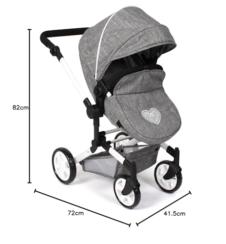 Bayer Chic 2000® 2in1 Kombi Puppenwagen Linus - Jeans grau- faltbar, höhenverstellbarer Griff 47-78 cm – Puppen bis 52 cm, 4-8 J. – Bild 8