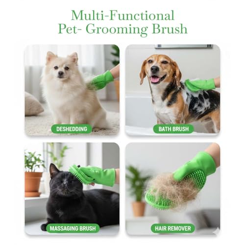 Image of Pets Empire 3-in-1 Dog & Cat Grooming Combo - Self-Cleaning Slicker Brush, Silicone Bath Brush & Deshedding Glove | Pet Grooming Kit for All Breeds & Fur Types