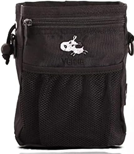 Dog Treat Pouch – Pet Walking Bag Multi-Design Carries Pet Toys Dog Food Kibble Books Treats Poop Bag – 3 X Convenient Ways to Wear with Waist and Shoulder Reflective Straps and Belt Clip … (BLACK)