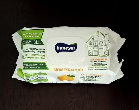 Boneym 100'lü Çok Amaçlı Yüzey Temizlik Havlusu – Limon Ferahlığı