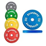 Strongway® Olympic Bumper Weight Plates Colour Coded (5KG 10KG 15KG 20KG 25KG) Discs for Barbell - 2 Inch (2") / 50mm Hole - Weight Lifting Workout Home Gym Fitness (50KG SET)