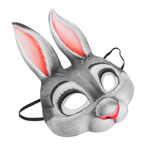 Masque de lapin gris confortable qui ne tient pas chaud pour bal masqué et cosplay