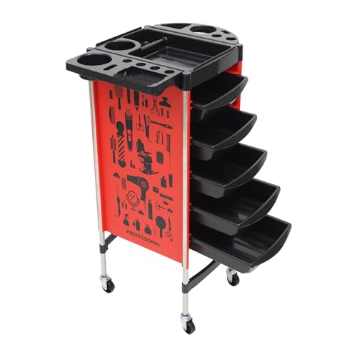 Carro de peluquería de 6 niveles, carro de peluquería multifunción, carrito de almacenamiento con ruedas de plástico ABS, para el hogar, la organización de papelería y el maquillaje