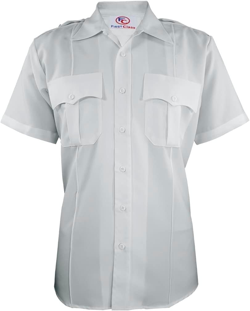 First ClassMen's Polycotton Short Sleeve Uniform Shirt - Tactical Work Utility and Safety Security Shirt