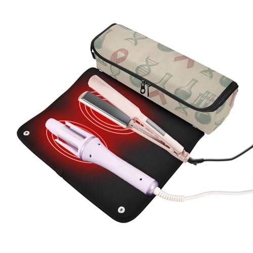 Organizador 2 en 1 para herramientas de cabello con tapete resistente al calor desmontable y a prueba de polvo, bolsa de viaje para planchas y rizadores miniatura 2