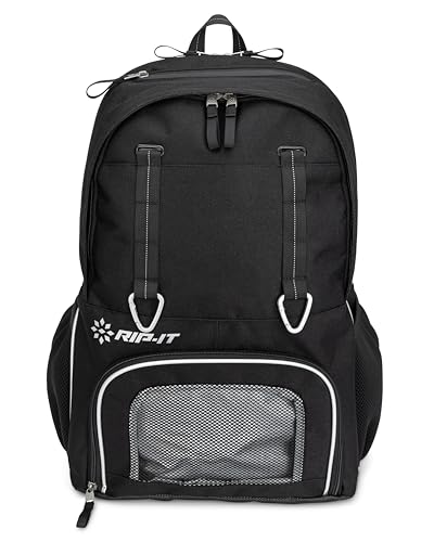 RIP-IT Women's Essentials Volleyball Backpack 2.0 - Mesh Ball Bag Included - Equipment Bag with Separate Shoe Compartment - Black