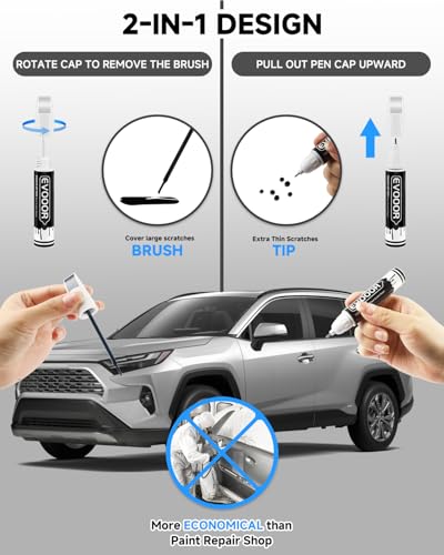 Image of 1D4 Pewter Metallic Touch Up Paint Compatible with Toyota Exact Match 2 in 1 Touch up Paint for Chips and Nicks Repair