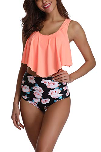 Mujer Tankinis Bañadores Traje de Baño de Dos Piezas Conjunto Elegante Push Up Pink M Cover