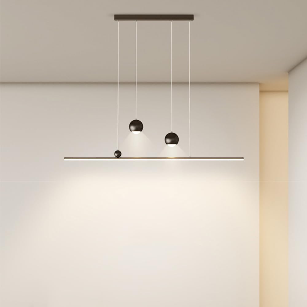 Czarny nowoczesny liniowy żyrandol kulisty ściemniający długie paski liniowa lampa wisząca LED kuchnia nad wyspą nordycka biała lampa sufitowa wisząca do jadalni salonu restauracji