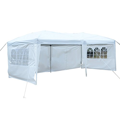 Tangkula 10’X20’ EZ POP UP Tent Gazebo Wedding Party Folding Canopy Carry Bag Cross-Bar (White)