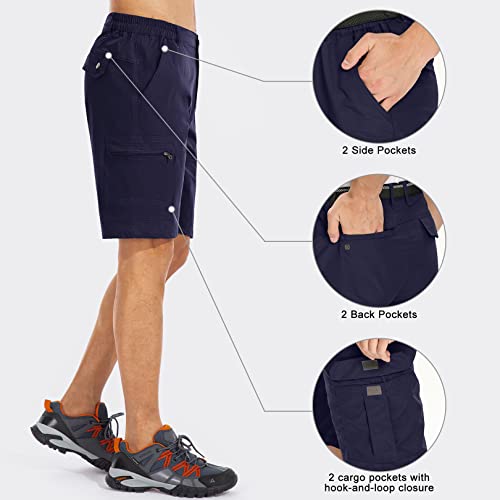 Toomett Mens Cargo Shorts Boys Hiking Fishing Casual Quick Dry Tactical Safari Shorts Golf Work Shorts (6222,Navy,32) #TOP2