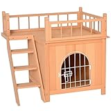 PawHut 2-Story Indoor/Outdoor Wood Cat House Shelter
