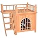 PawHut 2-Story Indoor/Outdoor Wood Cat House Shelter