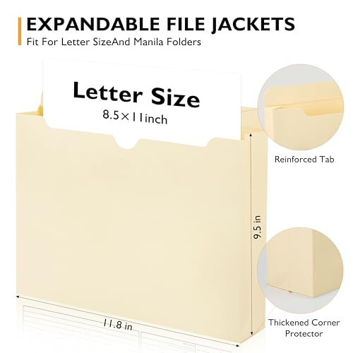 Manila File Jacket,10x12 Inches Jacket File Folders,2 Inch Expandable Sides Manila Folders,100 Packs Project File Jacket,Assorted Positions,Reinforced Straight-Cut Tab by YNXPTBNC - Image 2