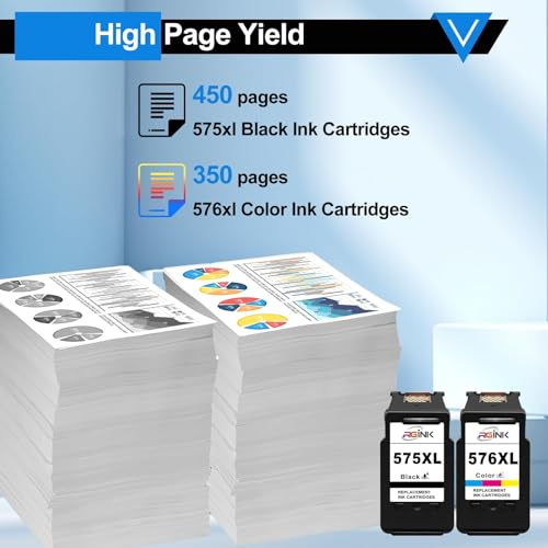 575XL 576XL PG-575XL CL-576XL Druckerpatronen für Canon 575 XL 576 XL Tintenpatrone 575 576 Multipack 575XL 576XL PG-575 CL-576 für TS3550i TR4750i TS3551i TS3750i TR4751i(575Schwarz, 576Farbe)