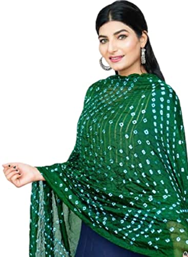 Image of PK HUB Women's Jaipuri Rajasthani Art Silk Bandhej Bandhani Dupatta