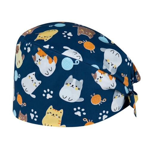 VYNZOR Gorro Quirófano Mujer Hombre de Algodón Ajustable con Botones y Banda Antisudor – Gorro Quirúrgico con Estampado Floral, Transpirable y Reutilizable para Médicos y Enfermeras