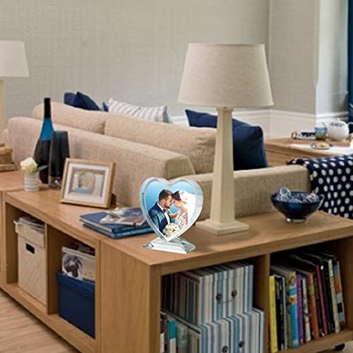 Personalized Heart Shaped Picture Frame Crystal Photo Customizable Color Picture For Birthday Anniversary Wedding Gifts Girlfriend Boyfriend Mother Father Couple Parents Him Her Husband Wife 4"X4" #TOP5