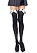 Leg Avenue Women's Opaque Thigh High Stockings With Chiffon Ruffle And Satin Bow