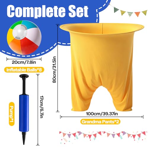 LVOORTOREN Granny Pants Yard Game, 11 PCS Outdoor Yard Toss Game for Teens & Adults-Includes 2 Giant Granny Funny Pants, 8 Bouncy Balls & Pump - Backyard Party Games for Family Reunion, Team Building - image 4