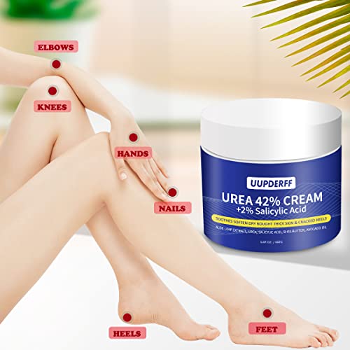 Urea Cream 42 Percent For Feet With 2% Salicylic Acid 5.64 Oz - Remover Hand Cream Foot Cream For Dry Cracked Dead Feet Hands Heels Elbows Nails Knees - Repairs Softens Moisturizes Exfoliates #TOP5