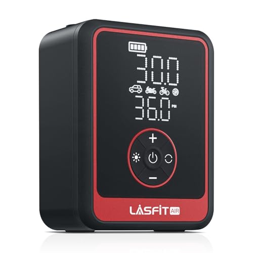 LASFIT Tire Inflator Portable Air Compressor, CR1 Pro Cordless Tire Air Pump with 7800mAh Battery & 150PSI Digital Pressure Gauge, Auto Shutoff Fast Inflation Tire Pump for Car Motorcycle Bike Balls by Lasfit Signature - Used condition - US$35.98
