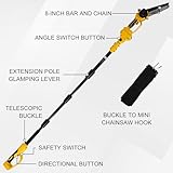 2-in-1 Cordless Pole Saw & Mini Chainsaw Compatible with Dewalt 20V Battery, 8-inch Brushless Electric Chainsaw with 6.5Ft Extension Pole, Auto Oiler, for Wood Cutting Trimming Branch (No Battery) - Image 7