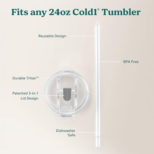 REDUCE brand Cold1 Tumblers or Mugs 20-24oz mouth Replacement Lid (3.5 inch diameter) and Straw (10.6 inch) set, Clear, BPA Free, Dishwasher safe, Durable, Reusable, Spill Proof Lid, Medium - Thumbnail 4