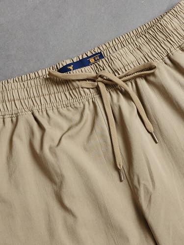 Image of TECHNOSPORT Men's Solid Slim Fit Sports Shorts TS Flexi Quick Dry Polyester Drawstring with Pockets UPF50+ for Gym Running Workout Anti Odour