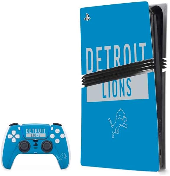 Skinit Decal Gaming Skin Compatible with PS5 Pro Bundle - Officially Licensed NFL Detroit Lions Blue Performance Series Design