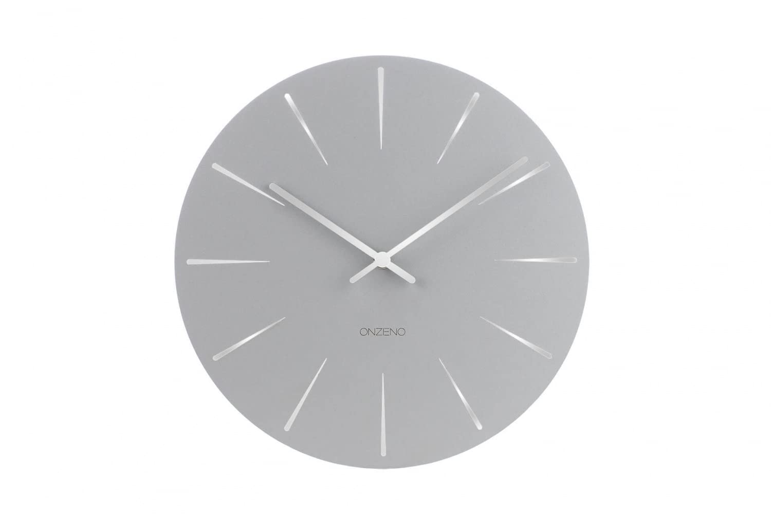 ONZENO Reloj de Pared de Diseño 'The Earnest.' Sin Tic-TAC, Cuarzo Silencioso, diámetro 29 cm, Fondo 0,5 cm, Gris