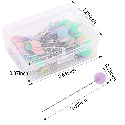 BENBO 1PC Hedgehog Shape Pin Cushion with 100PCS Flat Head Straight Pins, Flower Head Sewing Pins Straight Quilting Pins Sewing Needle Pincushions Quilting Holder Fabric Pin Cushion