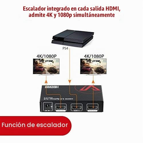 Miniatura 5 de Av Access 1 En 2 Salidas Uhd 4k 60hz 1080p 120hz Hdmi 2.0 Splitter Con Reducción De Escala, 18gbps, 1 2 4k Hdmi Splitter Con Hdr10 Y 3d, Hd Lossless Audio, Hdcp 2.2, Gestión Edid