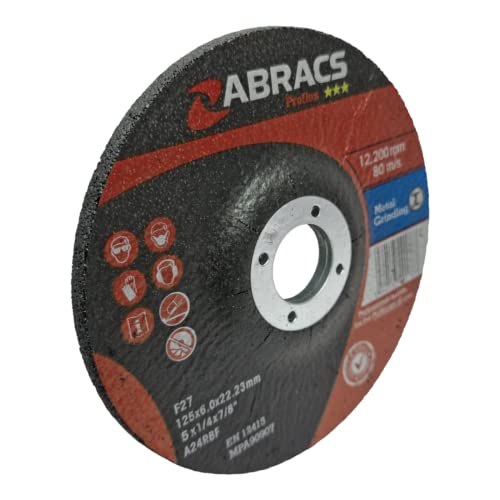 2-Pack Abracs Metal Grinding Wheel - 125mm Disc for Angle Grinder 6mm Thick