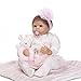 FMONH Reborn bébé poupée en Silicone Souple 22 Pouces 55 cm Kits de poupée Nouveau-né pour Les débutants Robe en Dentelle Rose Sucette magnétique Gratuite