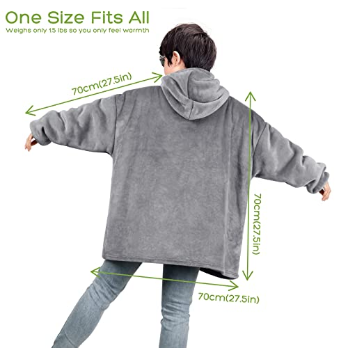 Uplayteck Übergroße Hoodie Decke zum Anziehen Kinder, Super Weiche und Warme Oversize Flanell Pullover mit Ärmeln Kapuze, Sweatshirt Kuscheldecke Pulli für Jungen, Mädchen, Jugendliche