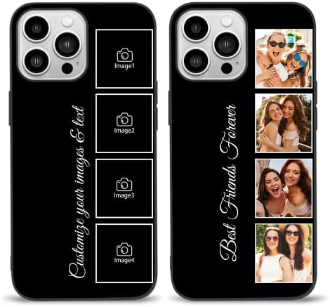 Easycosy Personalized Picture Phone Cases for 14 13 12 11 Pro/Max/Mini XR X Xs Max Custom Multiple Photo iPhone Case for Friends Family Birthday Gifts Customized Full Protection TPU Cover