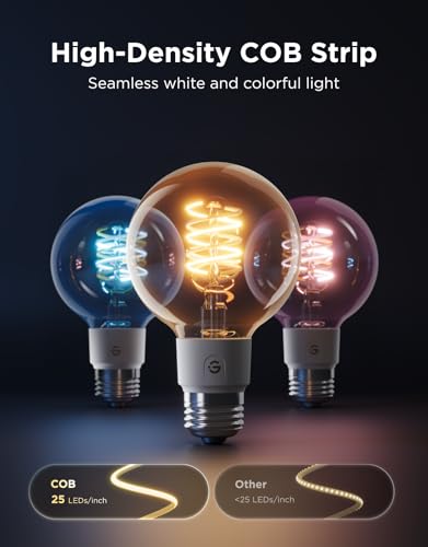 Image of Govee Edison Bulbs, G25 Smart Vintage Light Bulbs, RGBWW, E26 Base 4 Pack | RGBWW and Tunable White, Compatible with Matter, Alexa & Google Assistant, Vanity light bulb for Living Room Kitchen